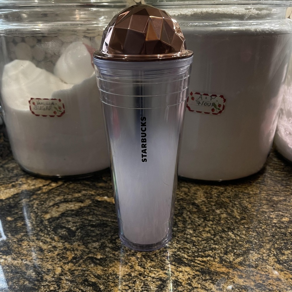 Vintage 2012 Starbucks Tumbler 24oz Rose Gold Dome Lid Geometric Barista Cup Mug
